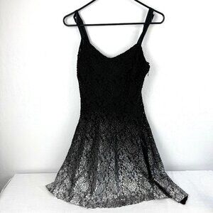 Free People Mini Dress Black Silver Sleeveless Floral Shimmer